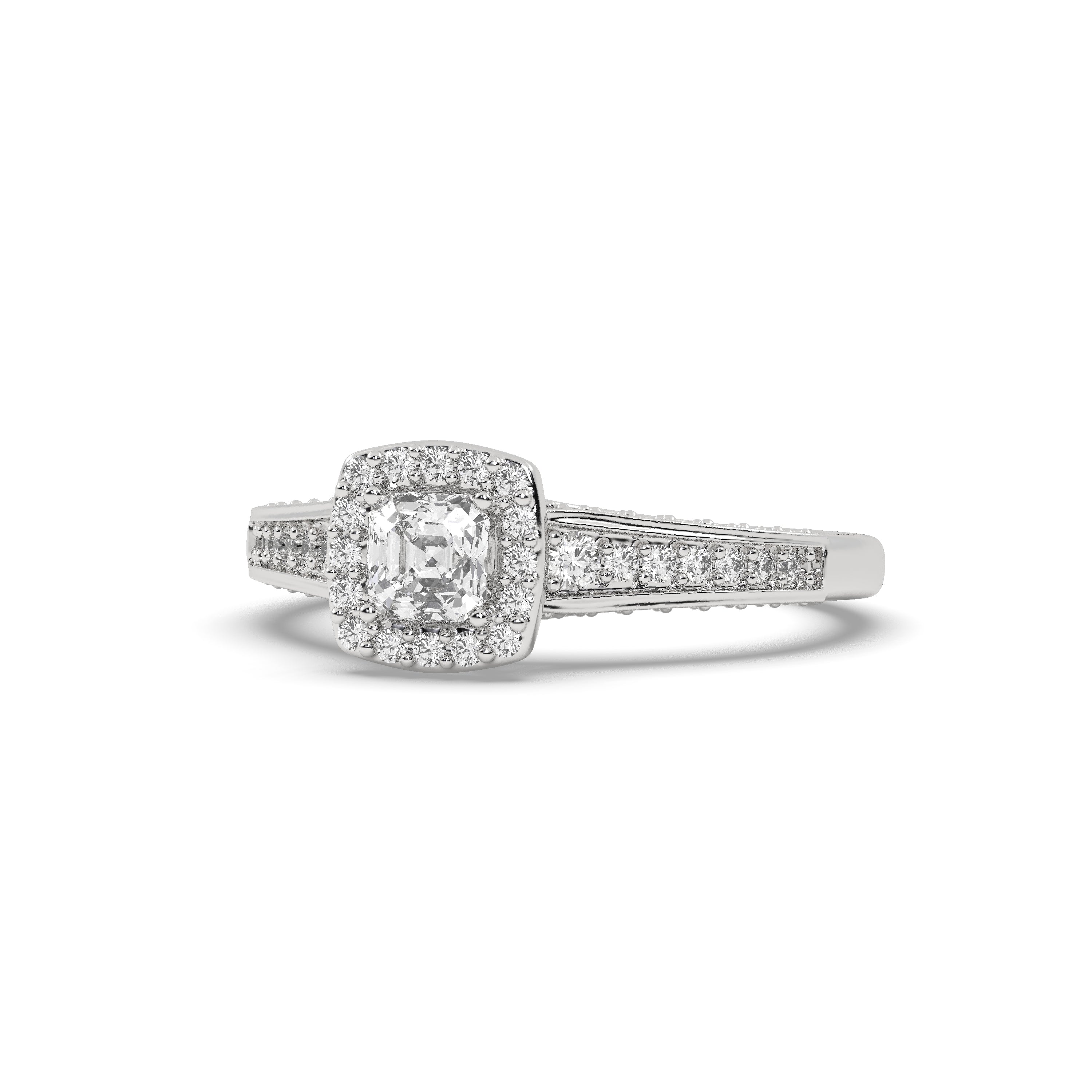 White Gold Studded 0.928 Carat Lab Grown Diamond Ring-E Color VS2 Clarity.